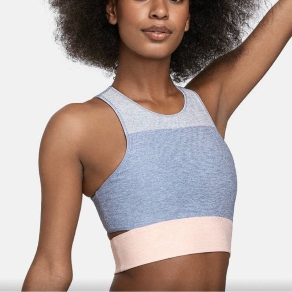 Outdoor Voices Lake/Dove/Rose Quartz Colorblock Sports Bra Crop Top - Size Small